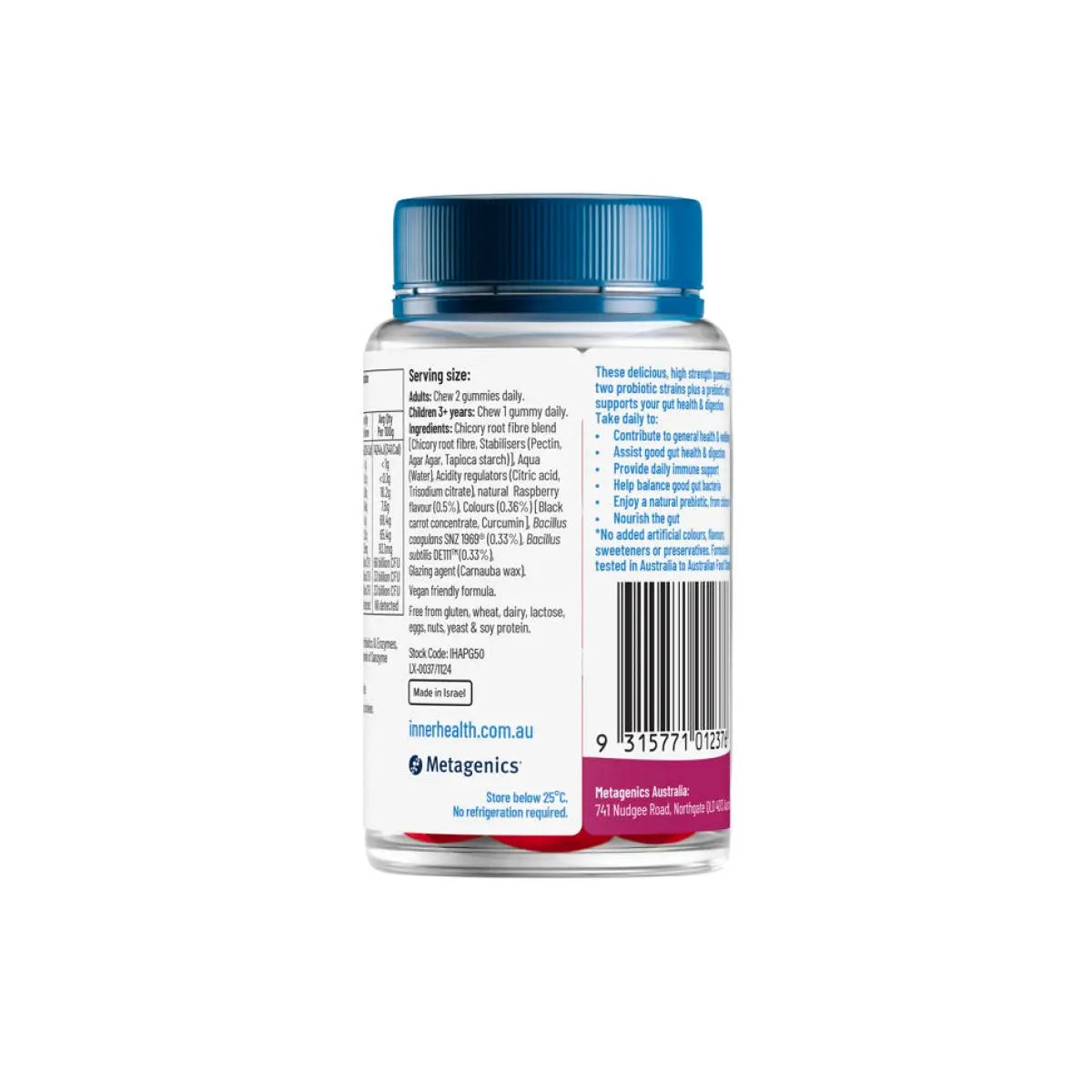 Adults 3-In-1 Probiotic Gummies 50 Gummies Inner Health