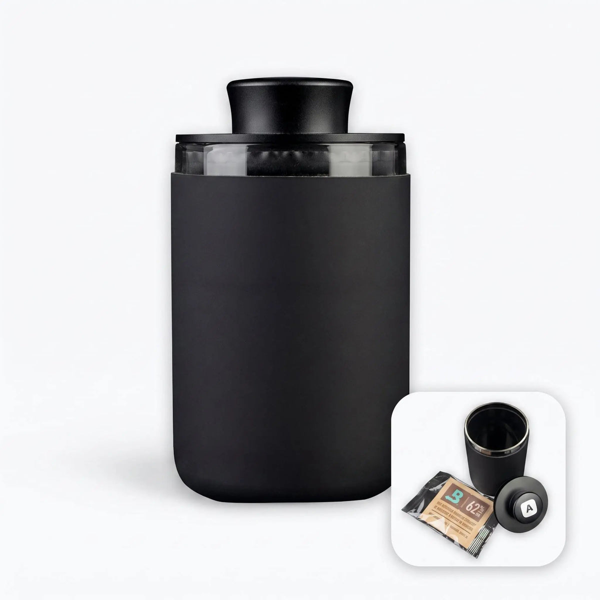 glass and silicone storage jar 
