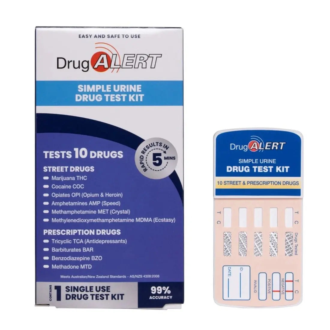 Drug Alert Test 10 Drugs Marijuana THC Cocaine COC Opiates OPI Opium Heroin Amphetamines AMP Speed Methamphetamine MET Crystal Methlenedioxymethamphetamine MDMA Ecstasy Tricyclic TCA Barbiturates BAR Benzodiazepine BZO Methadone MTD