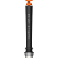 Black and silver cylindrical plunger with orange top on a white background